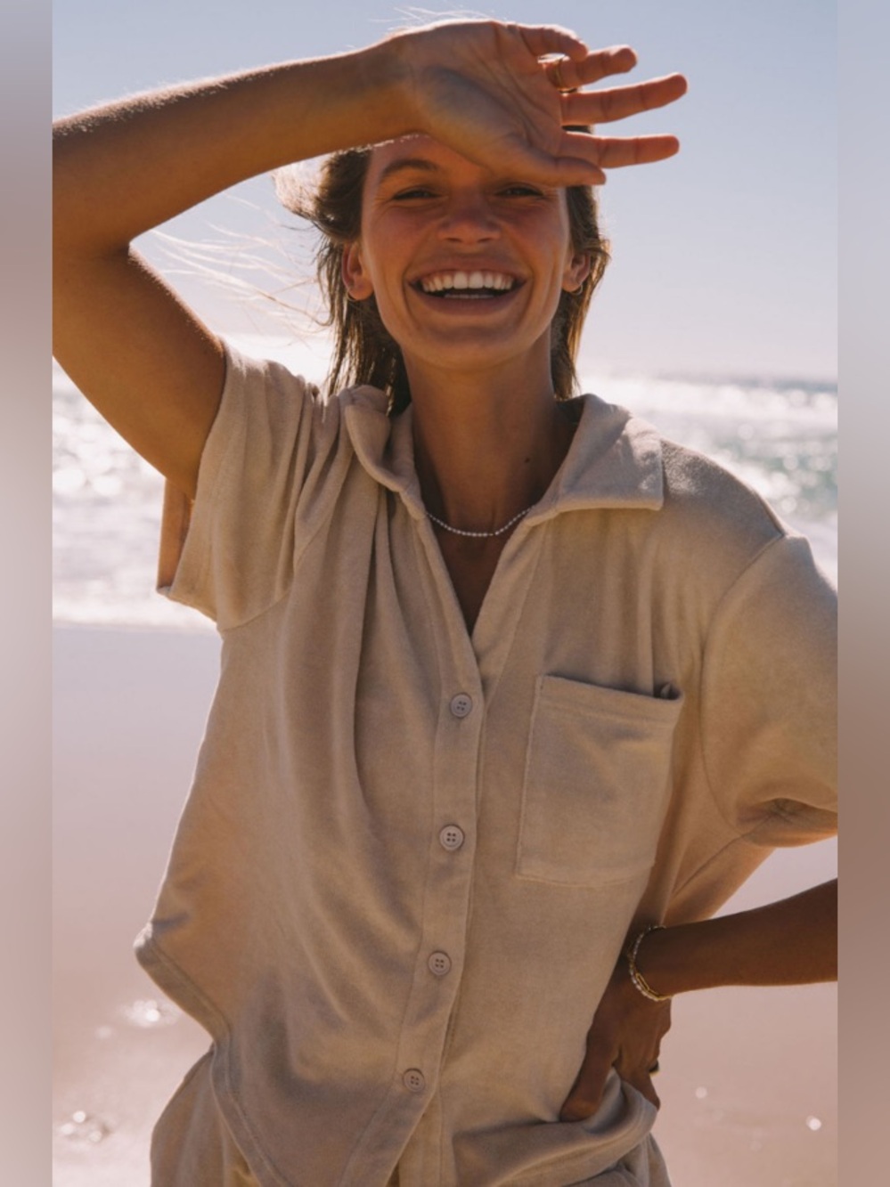 ARAMINTA JAMES TERRY SHIRT IN BISCUIT